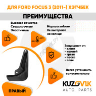 Брызговик задний правый Ford Focus 3 (2011-) хэтчбек KUZOVIK