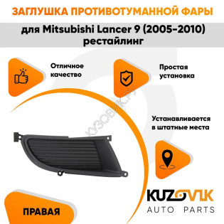 Заглушка противотуманной фары левая Mitsubishi Lancer 9 (2005-2010) рестайлинг KUZOVIK